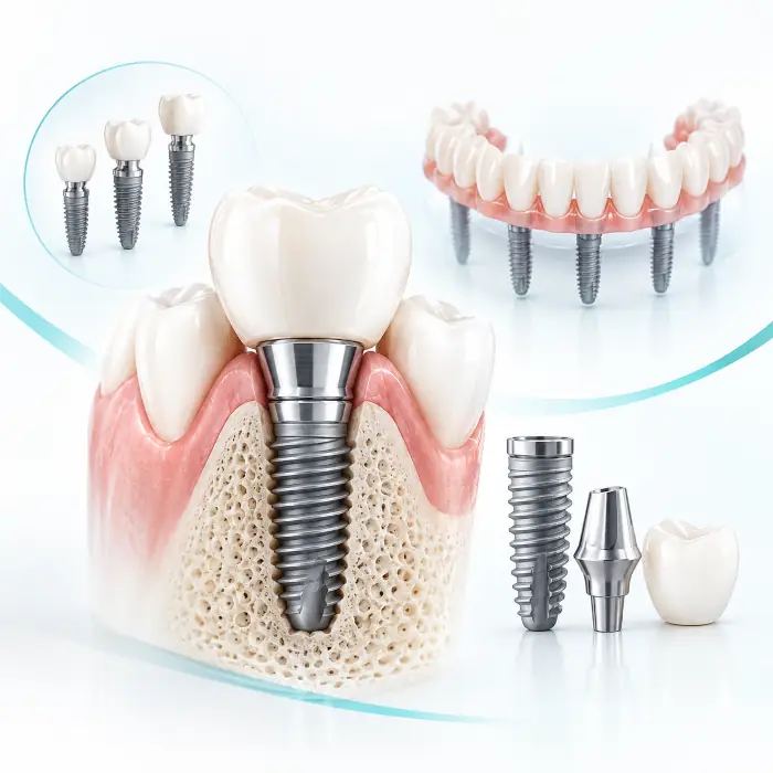 Tratamentos de implantologia dentária: implantes, coroas e próteses